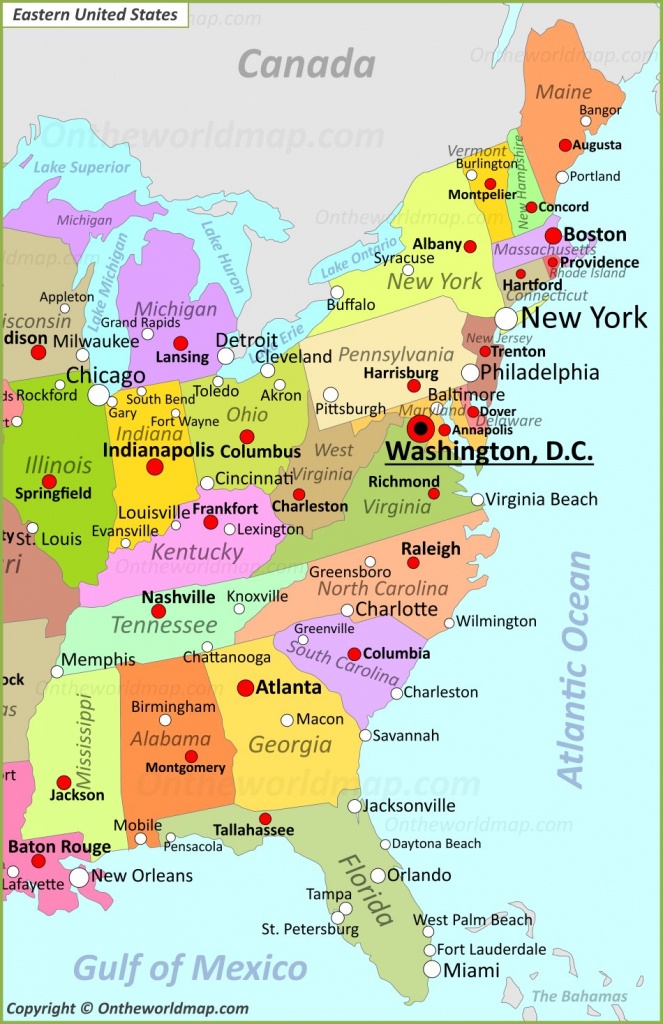 Map Of Eastern United States - Printable Map Of Eastern United States