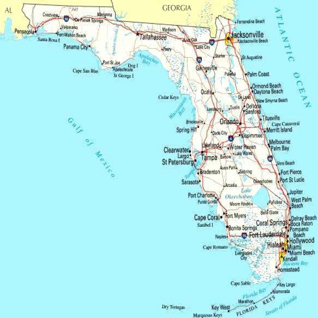 Map Of Florida Cities On Road West Coast Blank Gulf Coastline - Lgq - Map Of Florida West Coast Cities