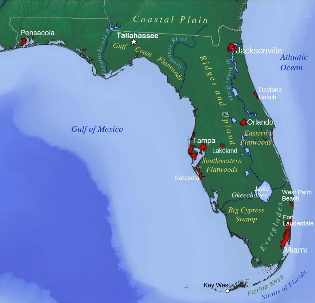 Map Of Florida Usa Counties With Cities Beaches West East Coast Airports - Cypress Key Florida Map