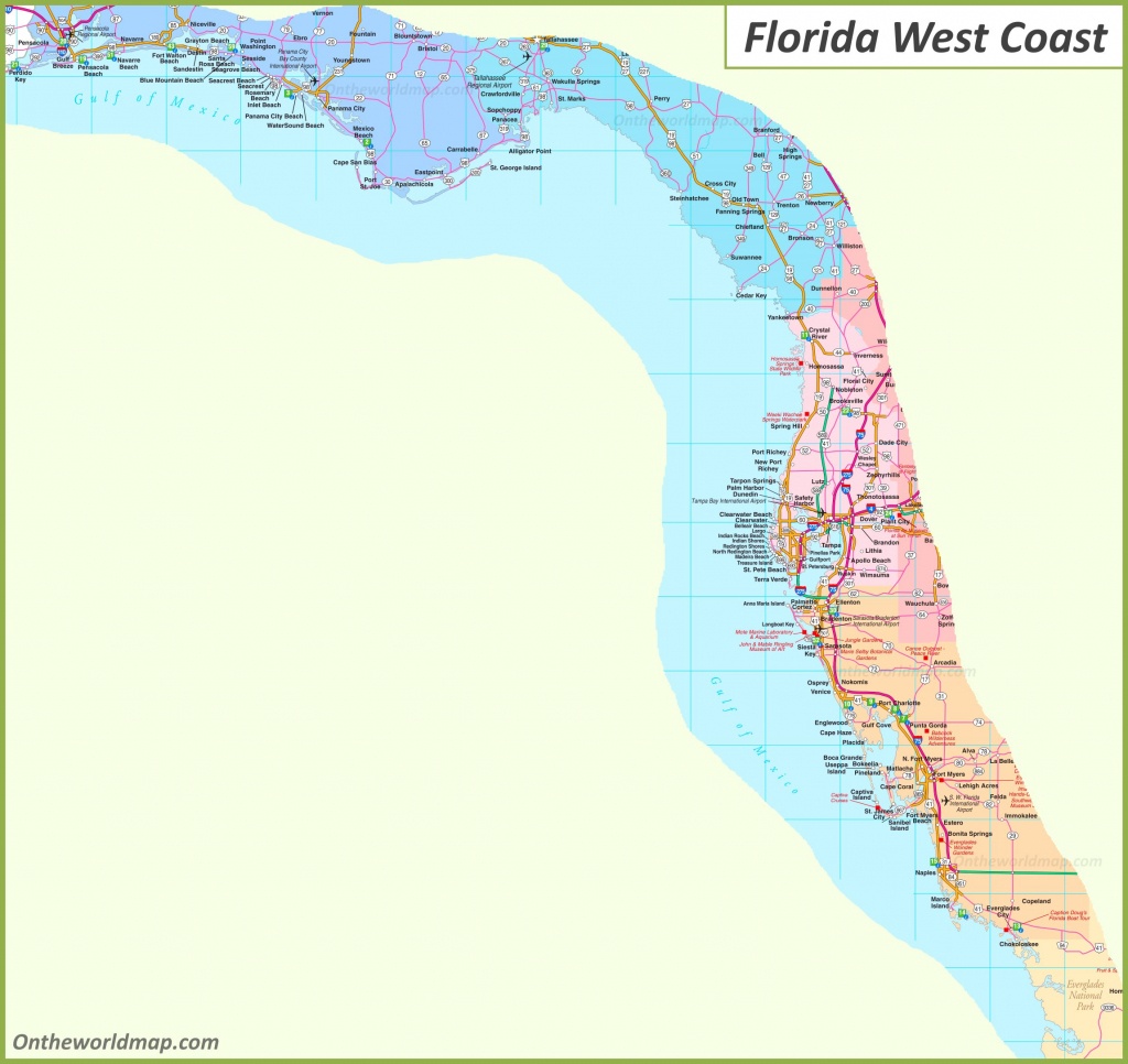Map Of Florida West Coast - Map Of West Coast Of Florida Usa