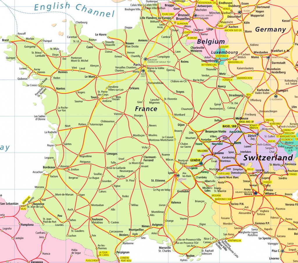 Map Of France And Switzerland Recana Masana Printable Road Map Of France 