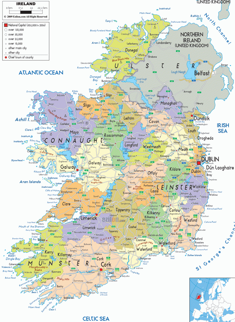 Map Of Ireland Towns And Travel Information | Download Free Map Of - Printable Map Of Ireland Counties And Towns