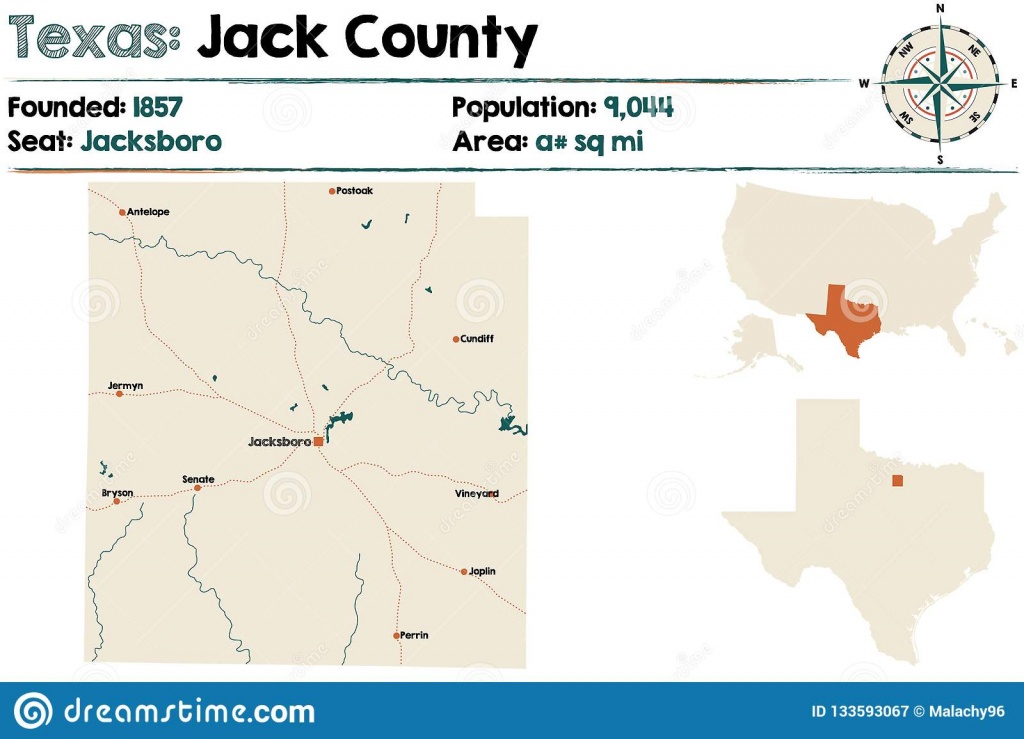 Map Of Jack County In Texas Stock Vector - Illustration Of Education - Jack County Texas Map