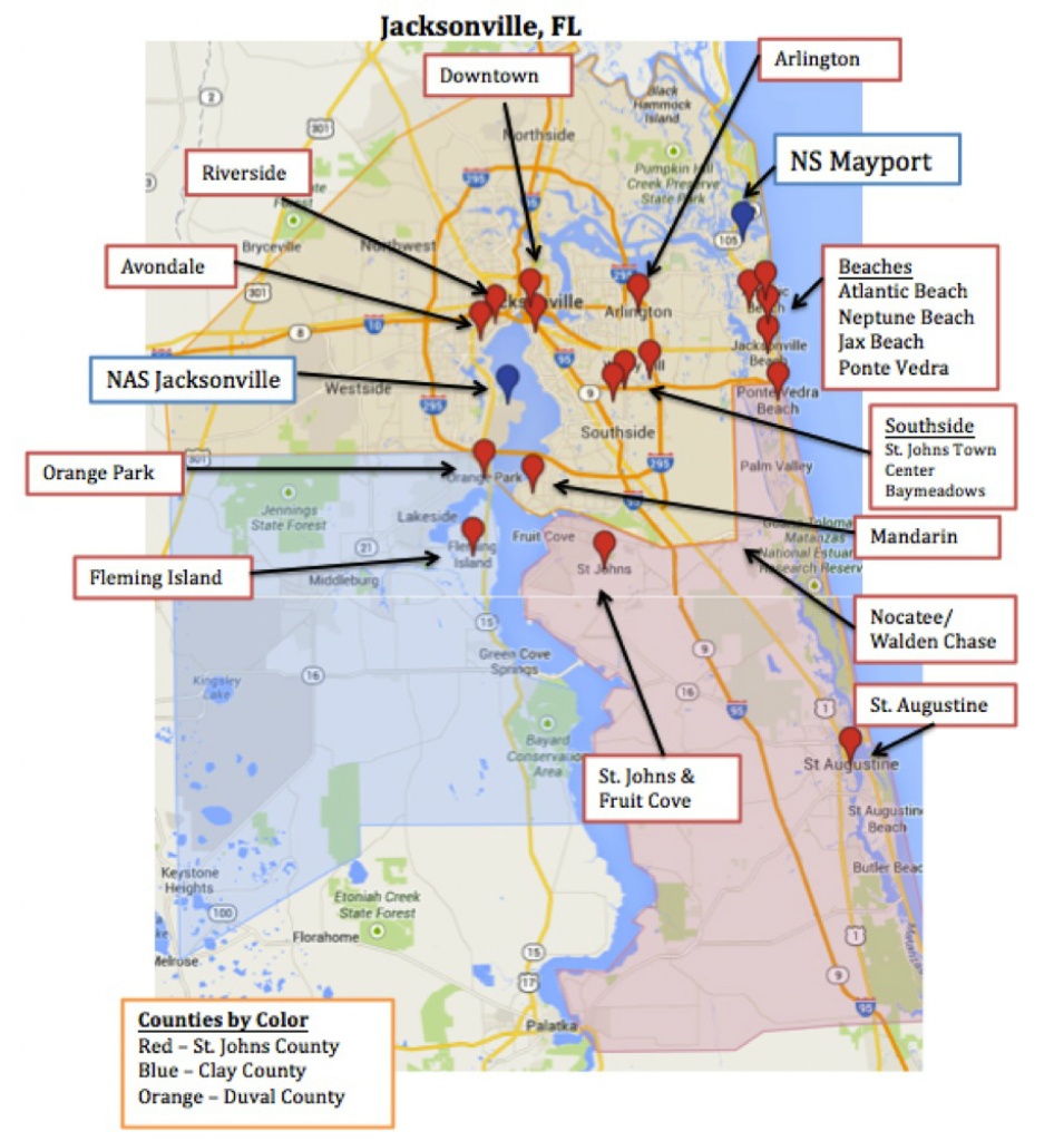 Map Of Jacksonville &amp;amp; Mayport, Florida | Military Town Advisor - Florida Navy Bases Map