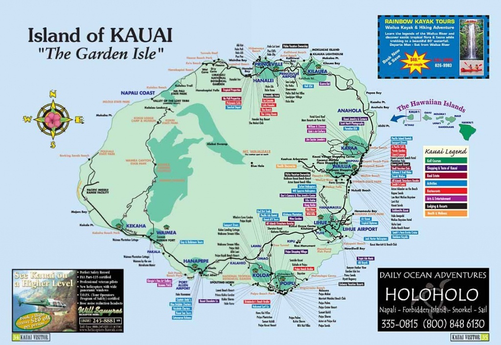 Map Of Kauai Kauai Island Hawaii Tourist Map See Map Details From Printable Map Of Kauai Hawaii 