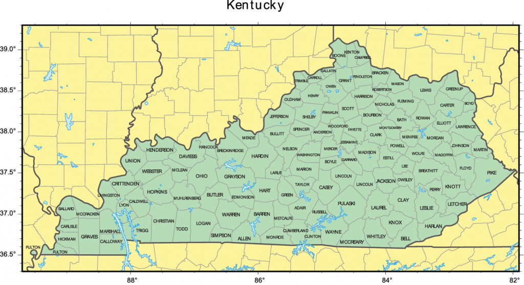 Map Of Kentucky Showing Counties And Cities Free Download - Printable Map Of Kentucky Counties
