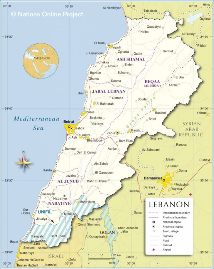 Printable Map Of Lebanon