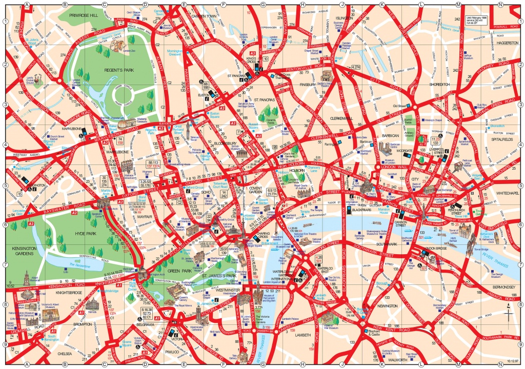 Map Of London Tourist Attractions, Sightseeing &amp;amp; Tourist Tour - Central London Map Printable