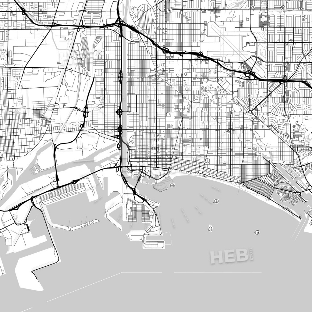 Long Beach California Printable Map Excerpt This Vector Streetmap Printable Map Of Long Beach 2208