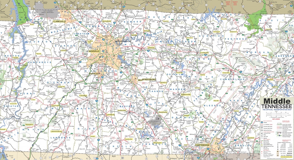 Map Of Middle Tennessee - Printable Map Of Tennessee Counties And Cities