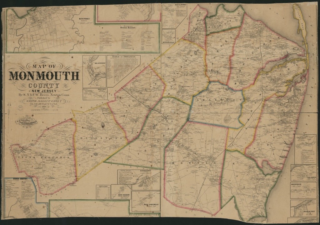 Map Of Monmouth County, New Jersey : From Actual Surveys | Library - Printable Map Of Monmouth County Nj