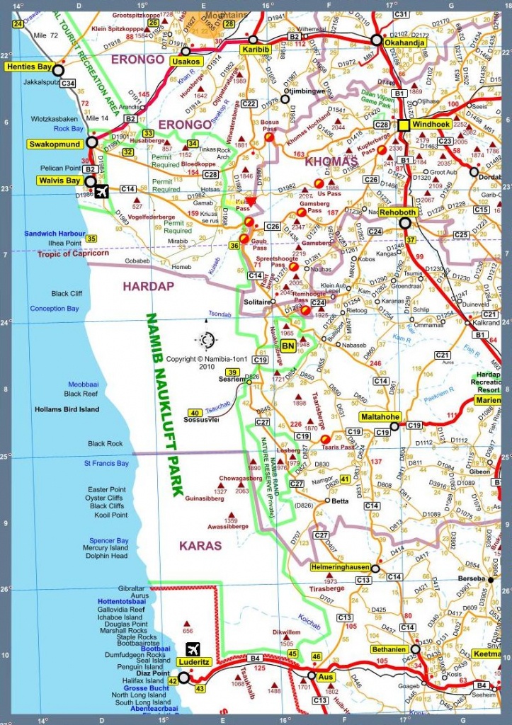 Map Of Namibia Africa Road Map F Version 2010 - Printable Road Map Of Namibia