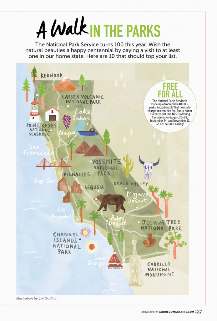 Map Of National Parks In California Livi Gosling Map Of California - California Camping Map