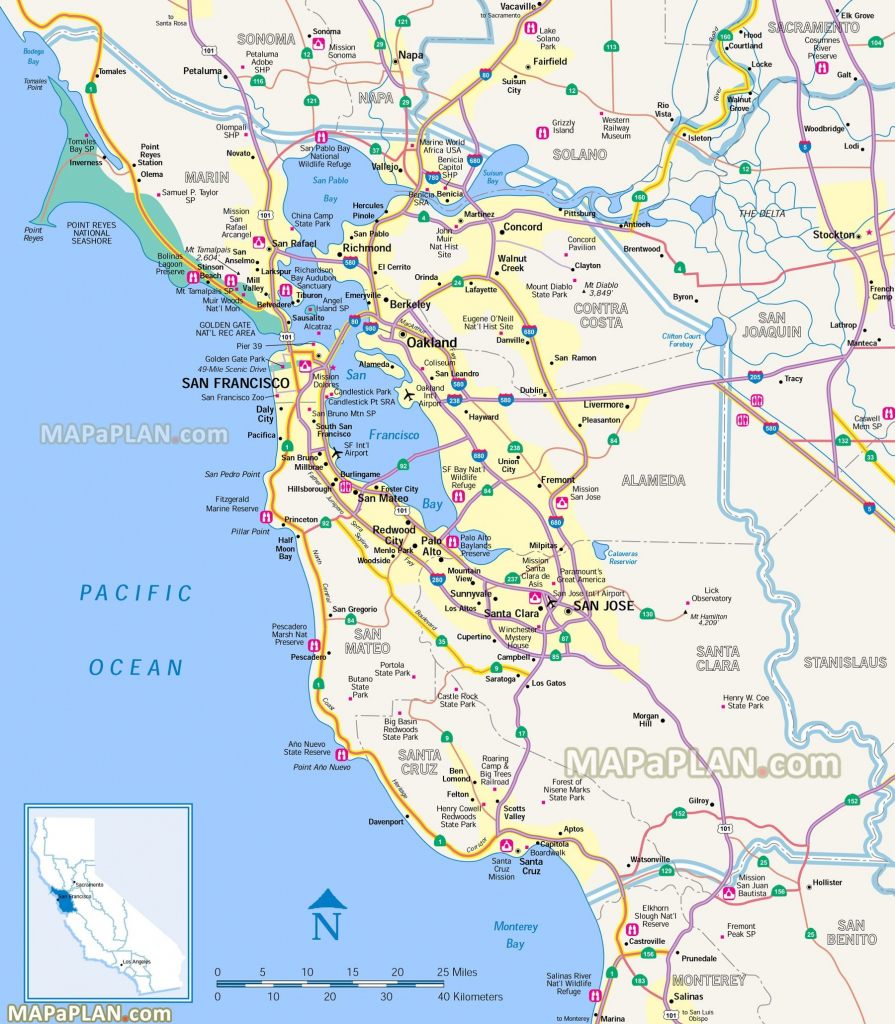 Map Of Northern California Coastal Towns Reference San Francisco Top - Northern California Attractions Map
