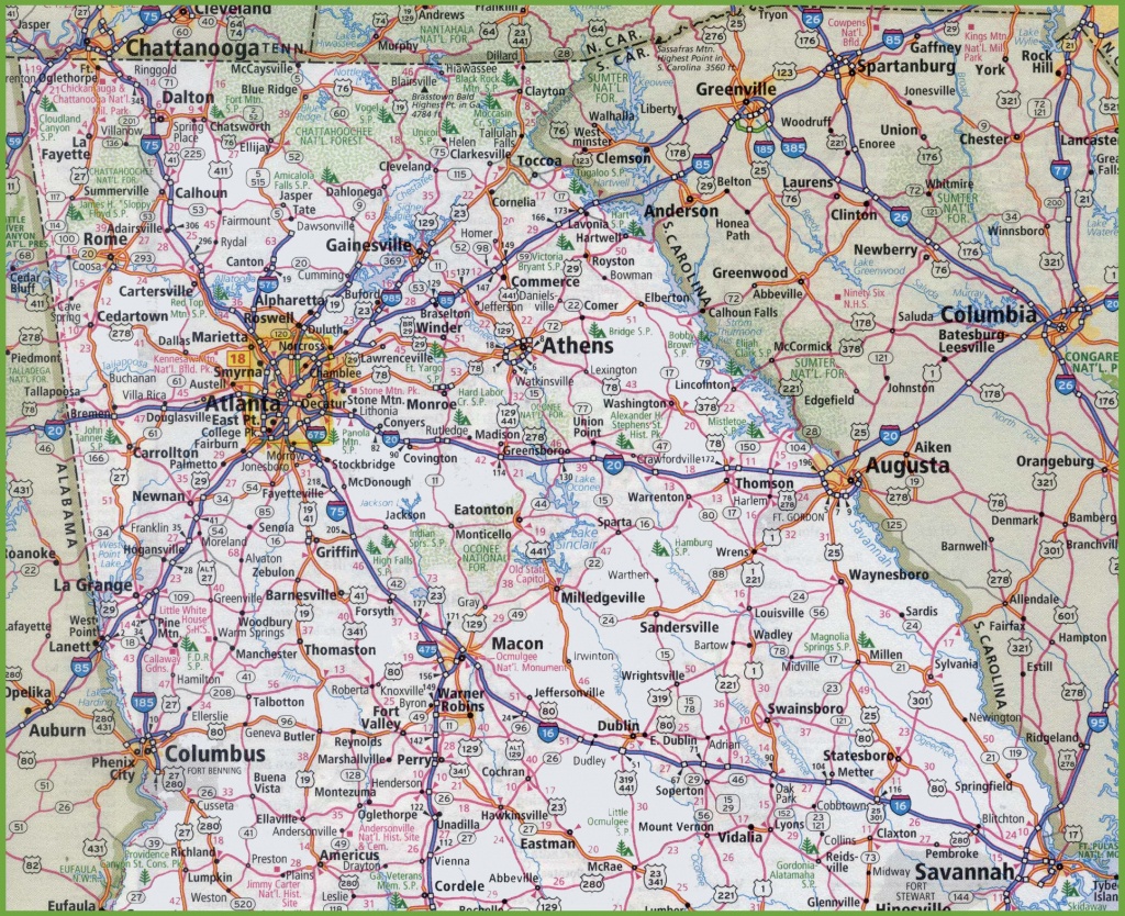 Map Of Northern Georgia - Georgia Road Map Printable