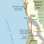 Map Of Pacific Coast Through Redwood National Park. | Pacific Coast   California Redwood Parks Map