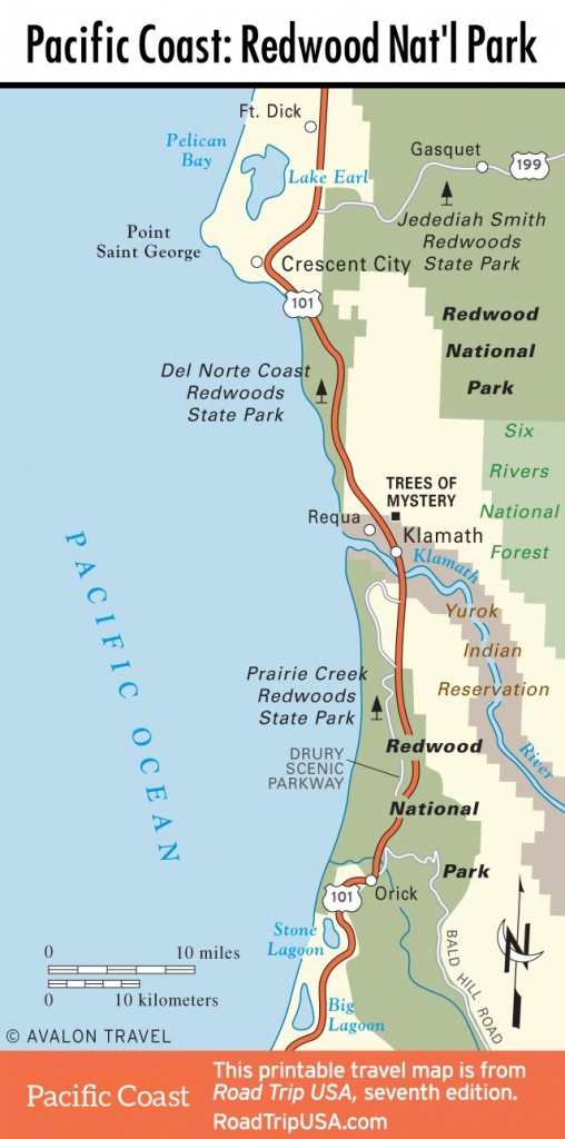 Map Of Pacific Coast Through Redwood National Park. | Pacific Coast - National Parks In Northern California Map