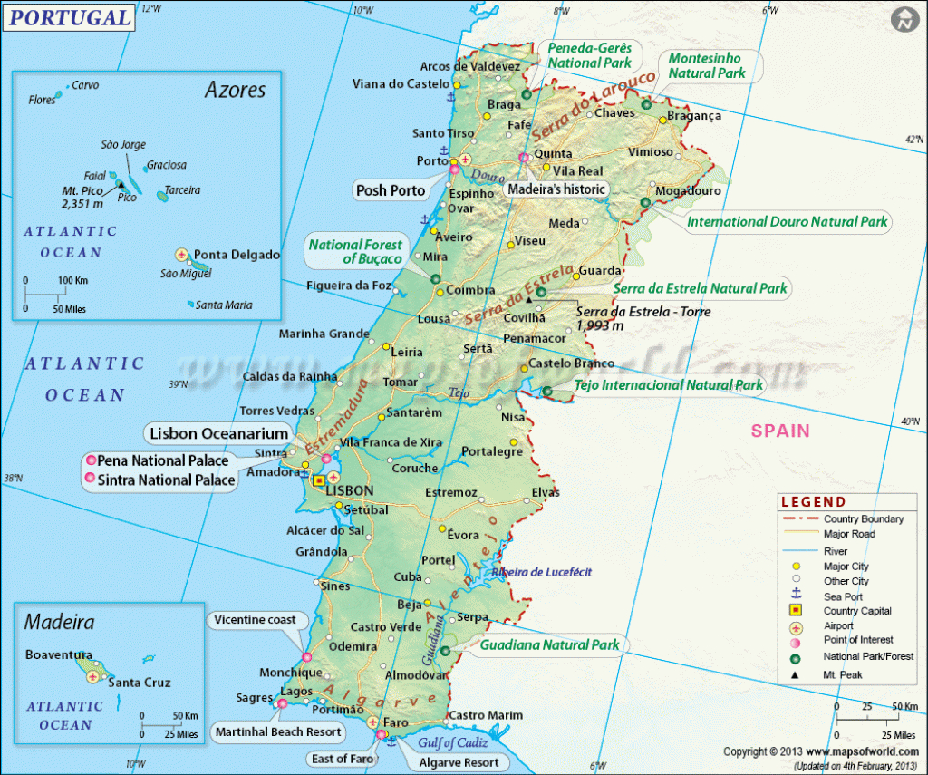 Printable Map Of Portugal Free Printable Maps