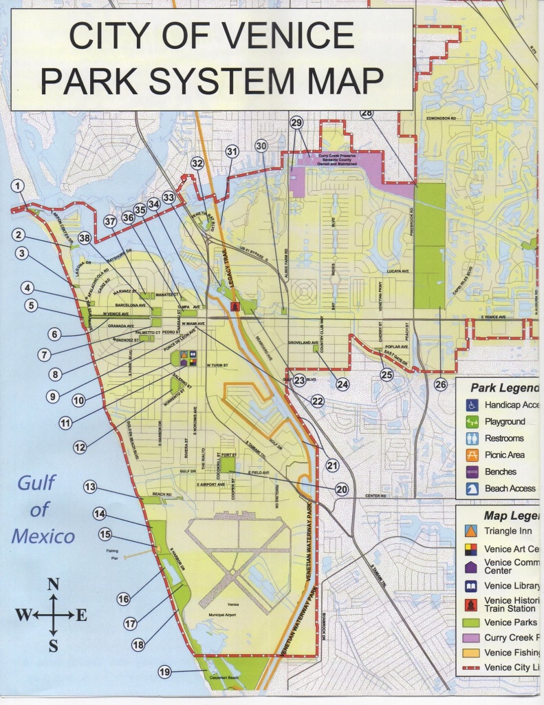 Map Of Public Parks &amp;amp; Trails In Venice, Florida. | Favorite Places - Florida Public Beaches Map