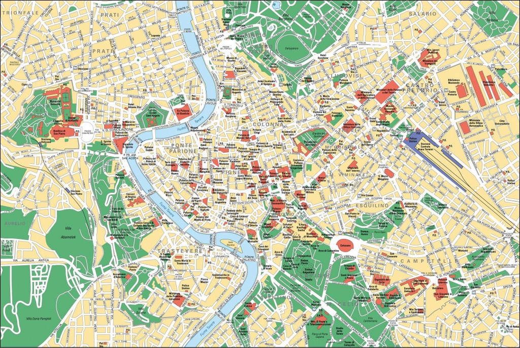 Map Of Rome Tourist Attractions, Sightseeing &amp;amp; Tourist Tour - Central Rome Map Printable