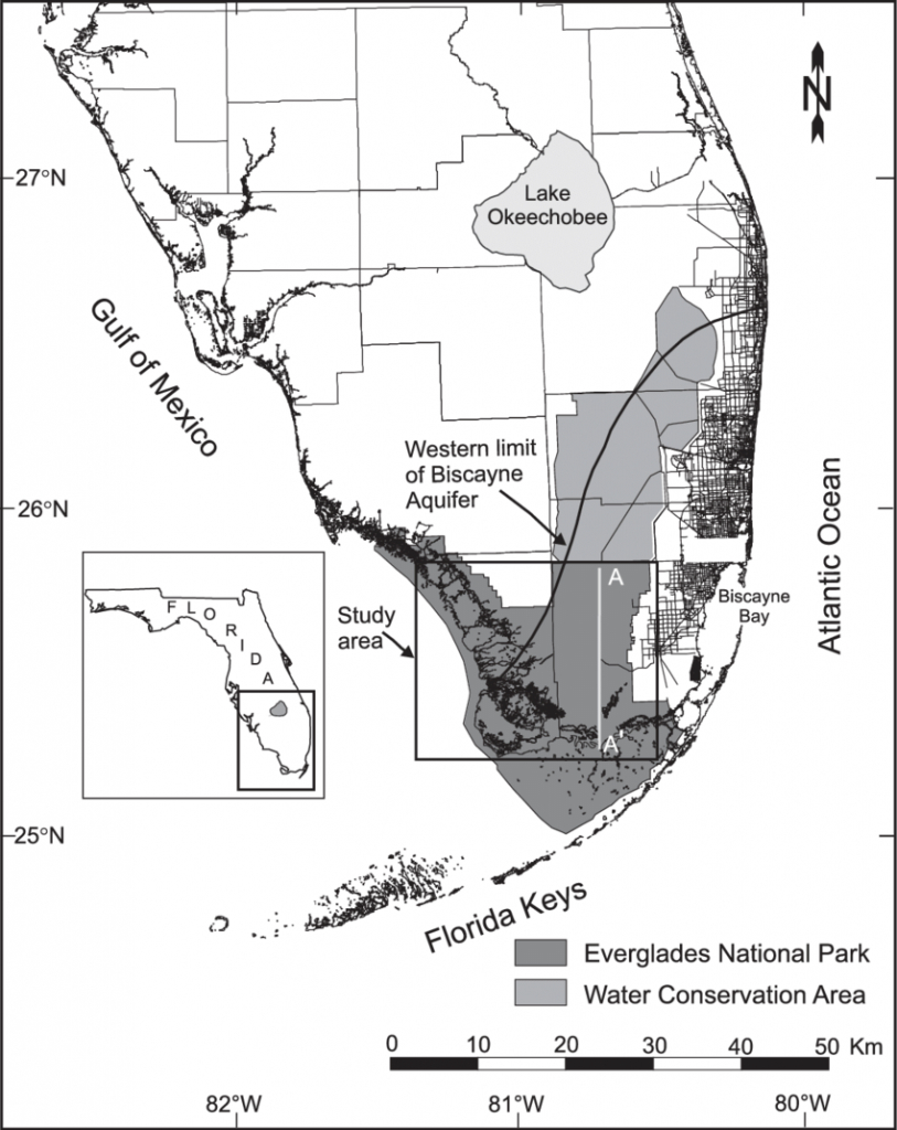 Map Of South Florida Showing The Boundaries Of Everglades National - Map Of Florida Showing The Everglades