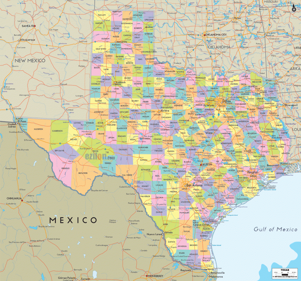 Map Of State Of Texas, With Outline Of The State Cities, Towns And - Map Of Texas Including Cities