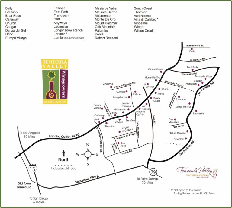 Map Of Temecula Wine Country In Southern California Wine Country 
