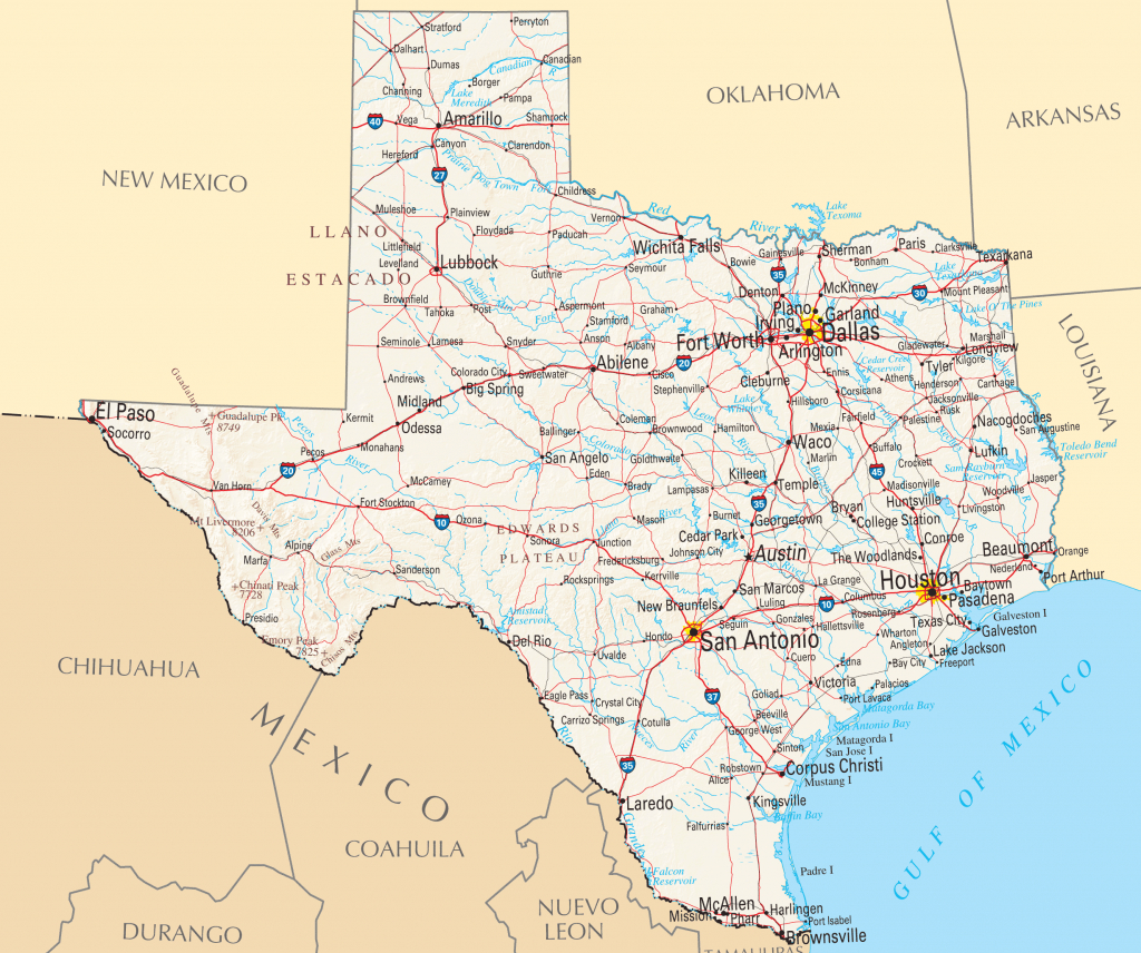 Map Of Texas Cities And Roads And Travel Information | Download Free - Road Map Of Texas Cities And Towns