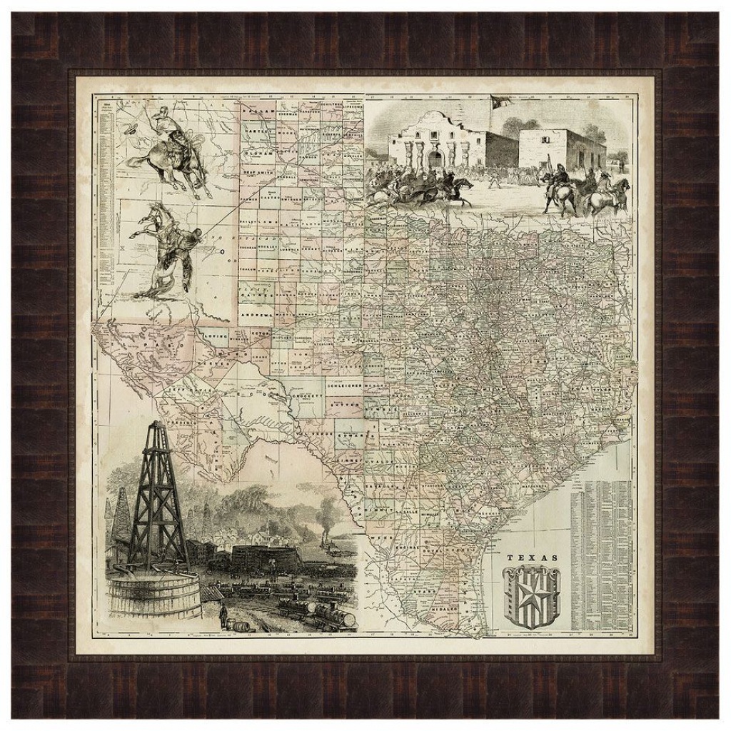 Map Of Texas Framed Print - Texas Map Framed Art