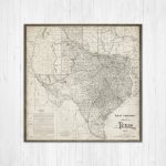 Map Of Texas Texas Canvas Map Texas State Map Antique Texas | Etsy   Old Texas Maps Prints