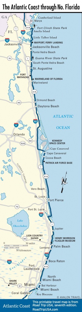 Map Of The Atlantic Coast Through Northern Florida. | Florida A1A - Map Of Eastern Florida Beaches