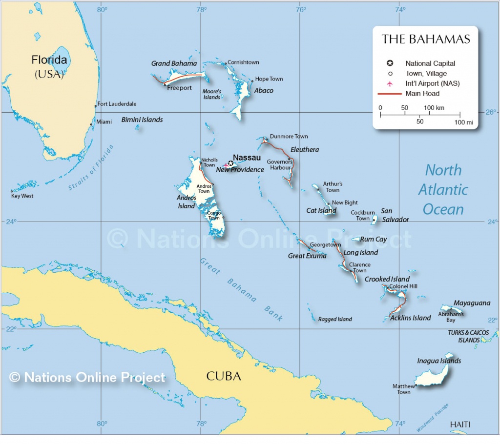 Map Of The Bahamas - Nations Online Project - Map Of Florida And Bahamas