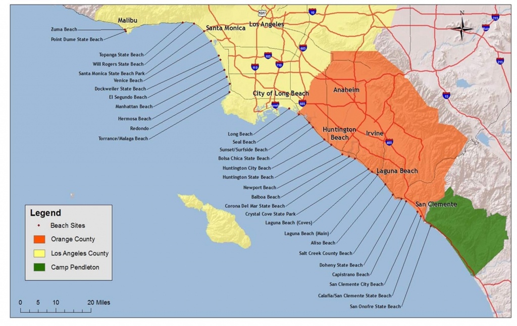 Map Of The Beaches In Southern California – Map Of Usa District - Beach Map Of California