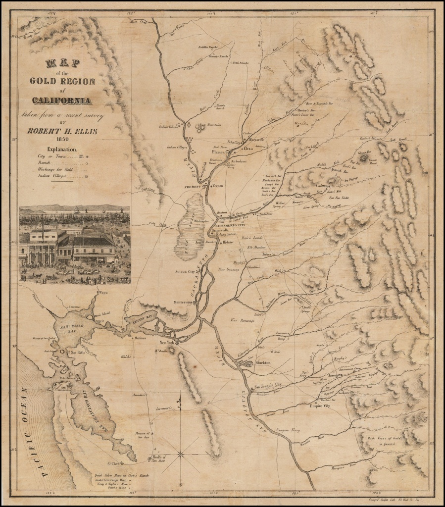 Map Of The Gold Region Of California Taken From A Recent Survey - California Gold Mines Map