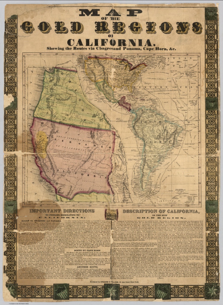 Map Of The Gold Regions Of California - David Rumsey Historical Map - California Gold Mines Map