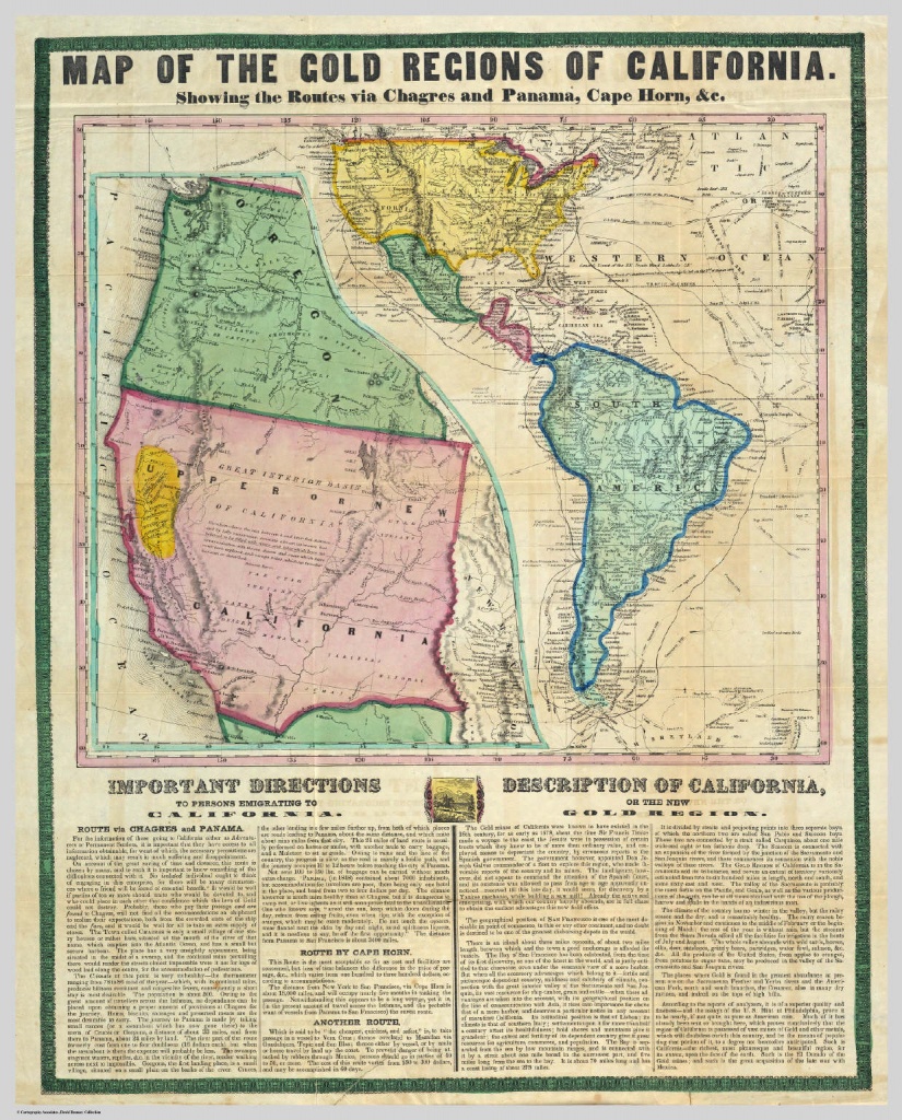 Map Of The Gold Regions Of California, Showing The Routes Via - California Gold Mines Map