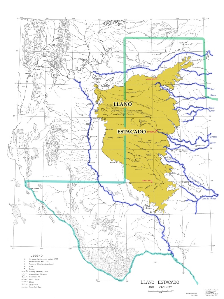 Map Of The Llano Estacado | Architecture | Llano Estacado, Quanah - Adobe Walls Texas Map