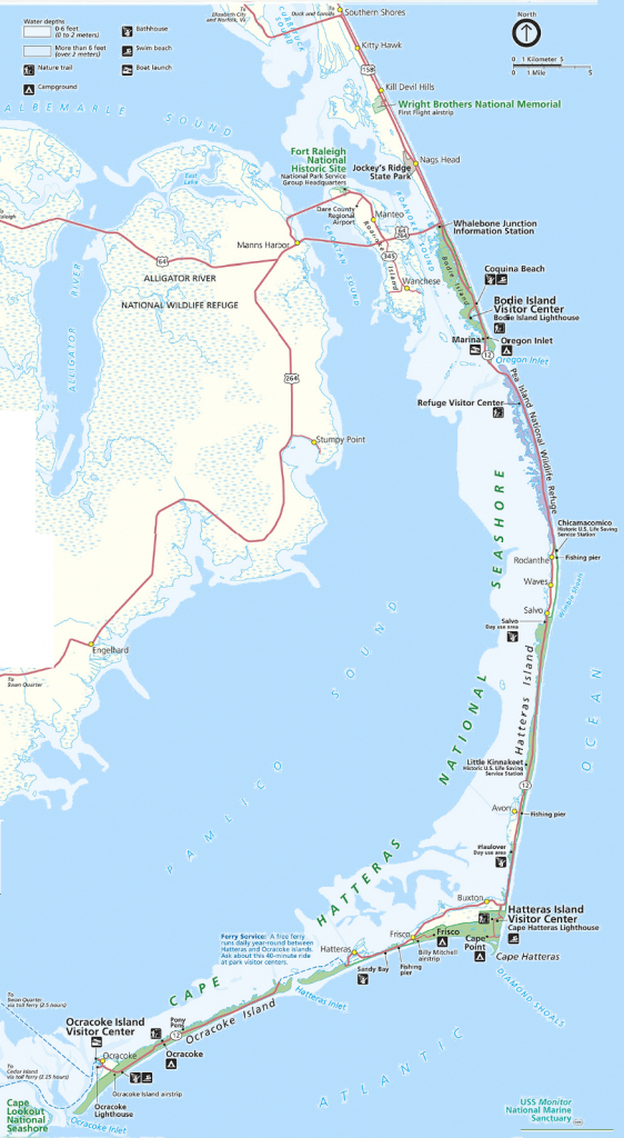 Map Of The Outer Banks Including Hatteras And Ocracoke Islands - Printable Map Of Outer Banks Nc