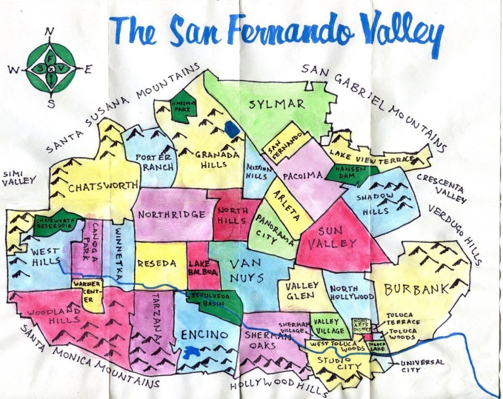 Map Of The San Fernando Valley | Cali | San Fernando Valley, Lake - Sherman Oaks California Map