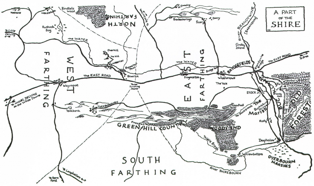 Map Of The Shire - J.r.r. Tolkien - Printable Hobbit Map