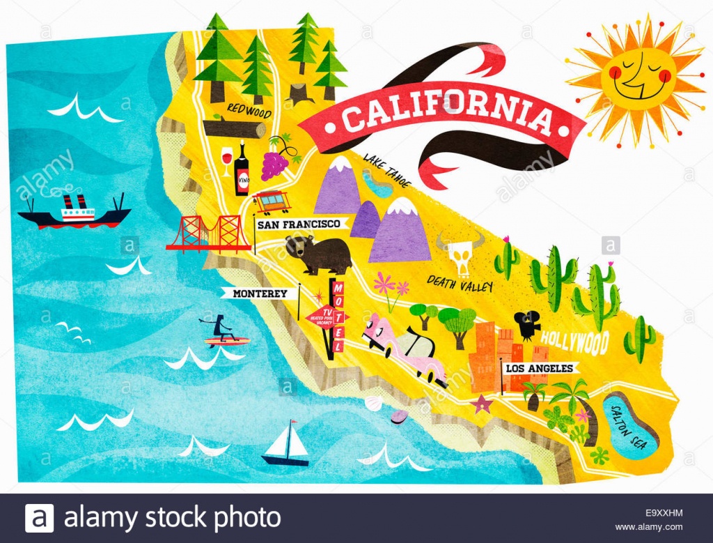 Map Of Tourist Attractions In California Stock Photo: 74965008 - Alamy - California Tourist Attractions Map
