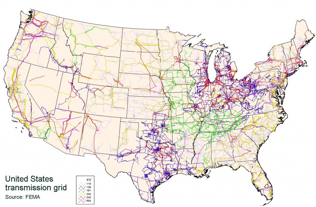 Map Of United States Of America Electricity Grid - United States Of - High Voltage Power Lines Map California