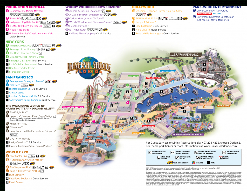 Map Of Universal Studios, Orlando Florida 2015 - 1✓ , 2✓ , 3 - Orlando Florida Universal Studios Map