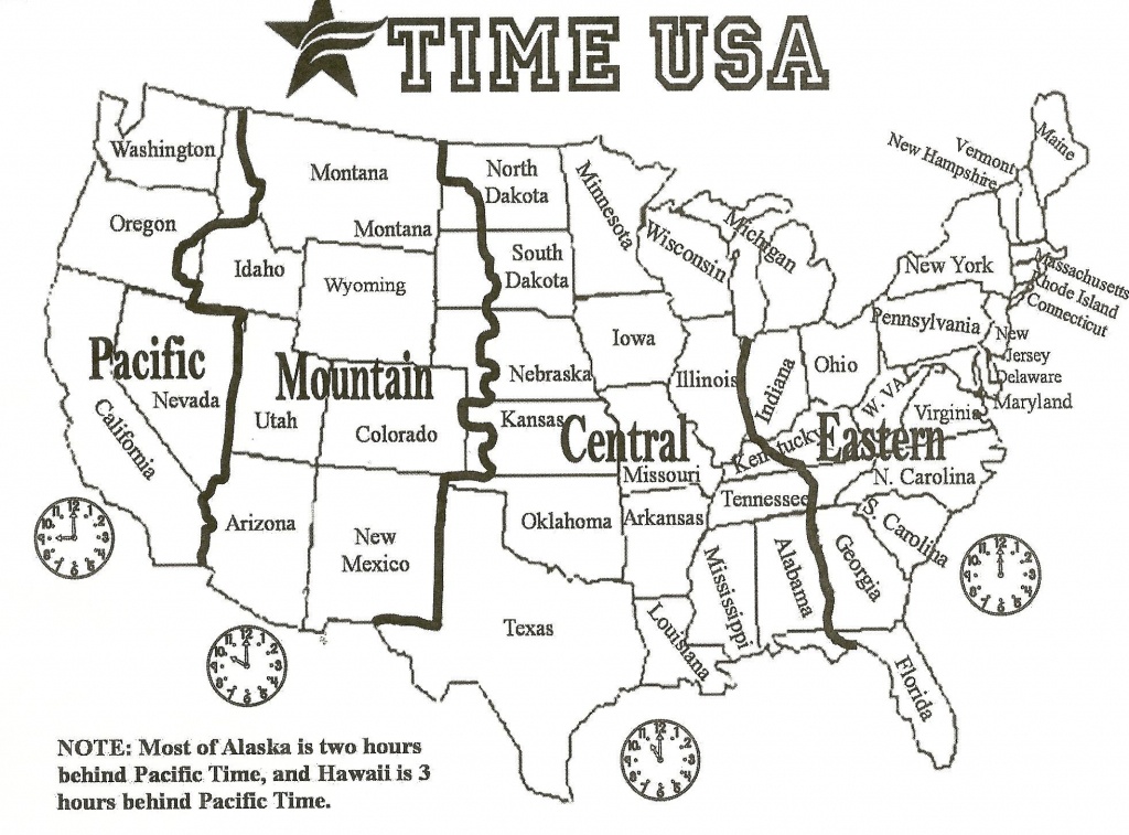Map Of Us With Time Zones | Sitedesignco - Us Map With States And Time Zones Printable