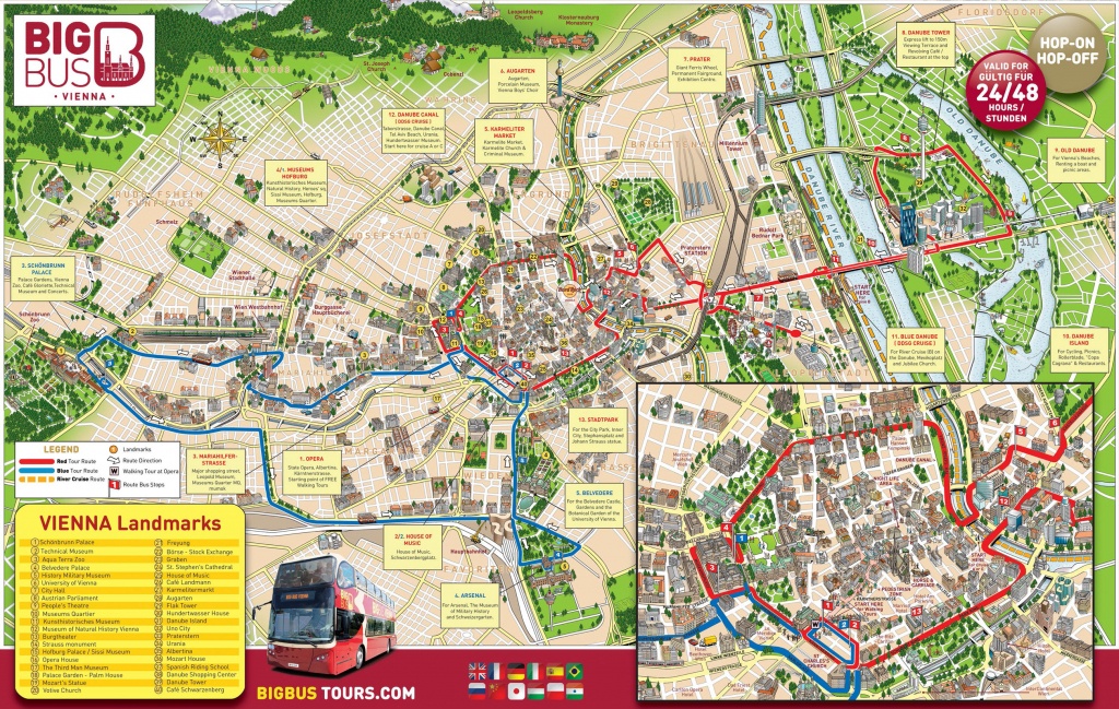 Map Of Vienna Tourist Attractions, Sightseeing &amp;amp; Tourist Tour - Vienna City Map Printable