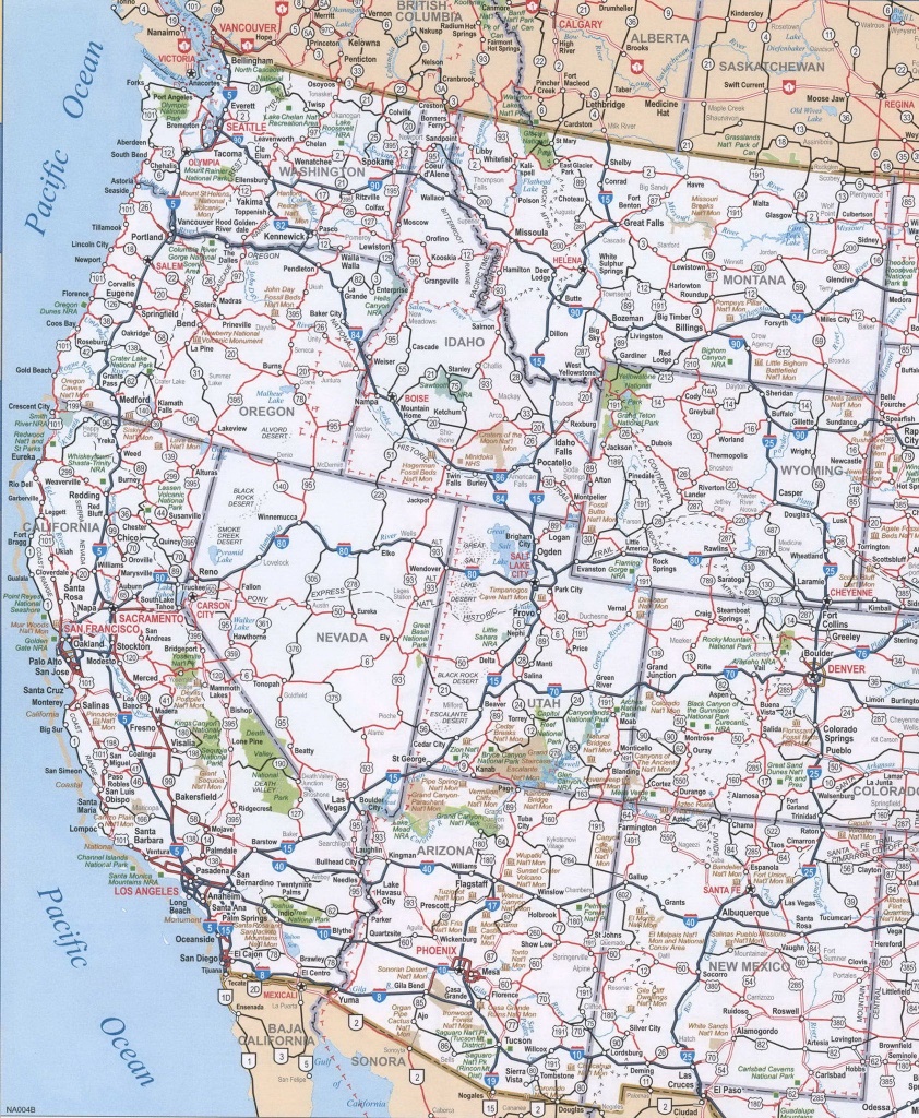 Map Of Western United States Cities National Parks Interstate - Printable Road Map Of Western Us