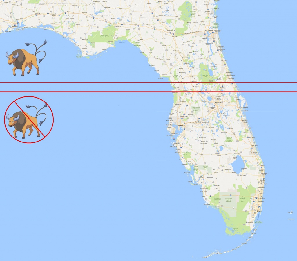 Map Of Where The Tauros Cut-Off Is In Florida. - Album On Imgur - Florida Pokemon Go Map
