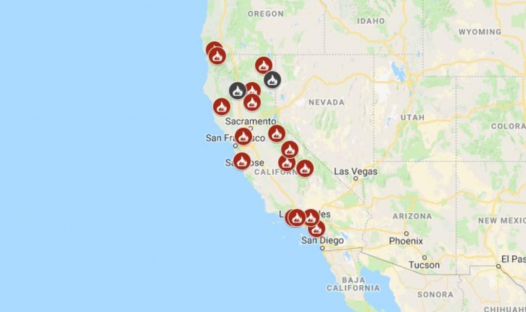 Map Showing Current Fires In California Free Printable Maps