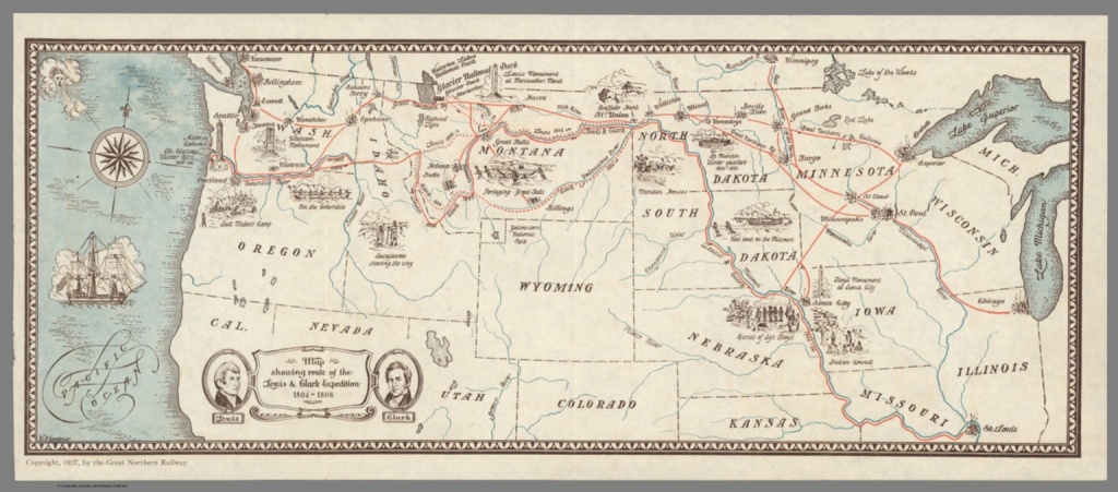 Map Showing Route Of The Lewis &amp;amp; Clark Expedition 1804-1806. - David - Lewis And Clark Expedition Map Printable