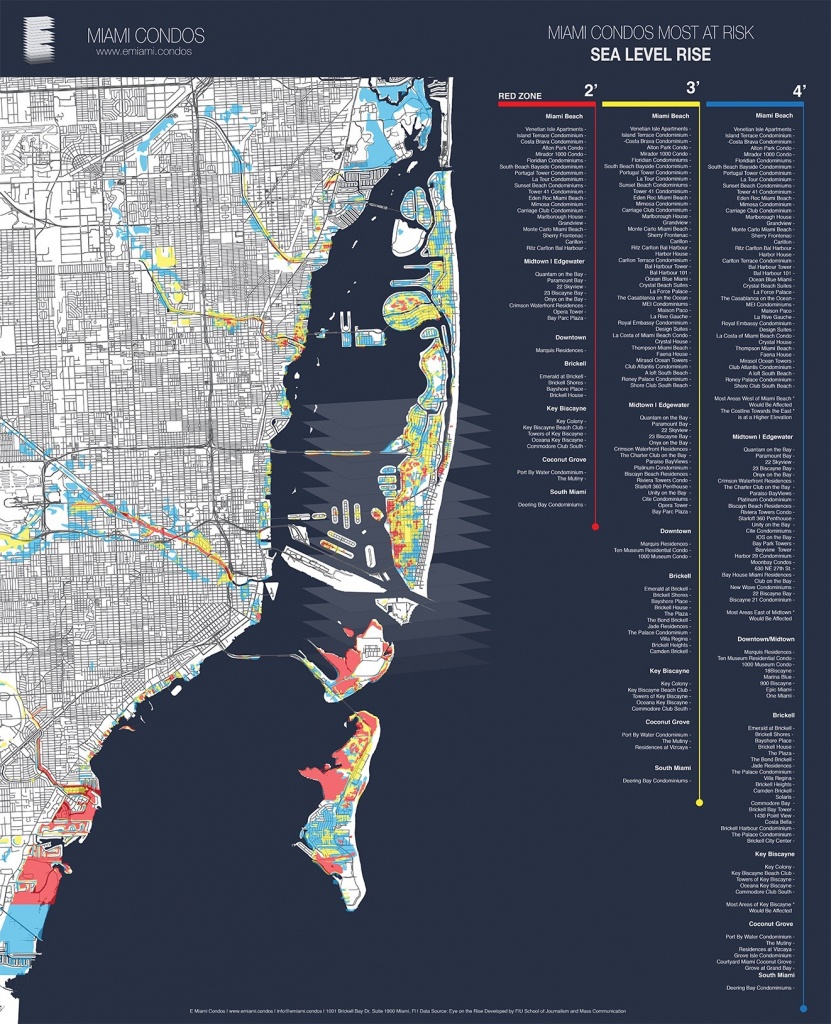 Map Shows Miami Condos Most Threatenedsea-Level Rise | Miami New - Florida Water Rising Map